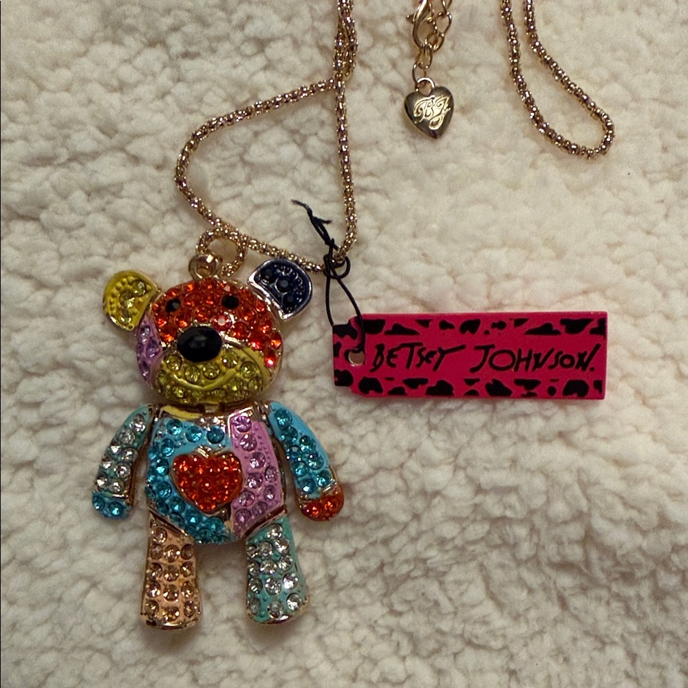 Betsey Johnson Colorful Bear Pendant Necklace